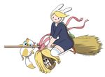  adventure_time bad_source bag birdcage broom broom_riding cage cake_(adventure_time) cat deighvid fionna_the_human_girl genderswap genderswap_(mtf) jiji_(majo_no_takkyuubin) kiki majo_no_takkyuubin parody ribbon 