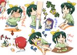  aoki_reika blush candy_(smile_precure!) chibi eating falling green_eyes green_hair hino_akane_(smile_precure!) koyama_shigeru midorikawa_nao montage multiple_girls nanairogaoka_middle_school_uniform open_mouth ponytail precure school_uniform short_hair smile smile_precure! tears 