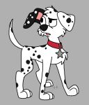101_dalmatian_street 101_dalmatians black_ear black_nose black_spots canid canine canis collar dalmatian disney domestic_dog dylan_(101_dalmatians) feral fur heterochromatic_ears hi_res male mammal pink_inner_ear red_collar solo spots t00nify white_body white_fur white_spots