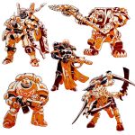  adepta_sororitas adeptus_astartes ankh armor blunt_bangs chain_axe davilorium full_body holding_bolter imperial_aquila monochrome orc ork_(warhammer) pauldrons shoulder_armor spiked_pauldrons spikes t'au topknot tyranid warhammer_40k white_background 