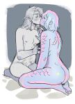 animal_humanoid blush breast_grab breasts butt digital_media_(artwork) duo feet female freckles gills hand_on_breast hi_res human humanoid iridescent iridescent_body iridescent_hair iridescent_scales kiss_on_lips lachlann_(starfleetrambo) male male/female mammal marine marine_humanoid nipples nixie not_furry nude oarfish_humanoid oskar_(starfleetrambo) pubes scales siren siren_and_scientist sketch starfleetrambo trans_(lore) trans_man_(lore)