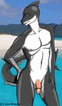  beach fish gay girly jusu_kilappa looking_at_viewer male marine nude penis pose sea seaside shark solo water 