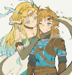  1boy 1girl aqua_eyes aqua_tunic armlet armor bare_shoulders black_sweater blood blood_on_face braid breasts choker circlet cleavage crown_braid dragon_ears dragon_girl dragon_horns dragon_tail dress earrings facial_mark hair_between_eyes hand_on_another's_chin hazeleafyy horns jewelry leather_armor light_dragon_(zelda) link long_hair low_ponytail medium_breasts one_eye_closed parted_bangs pointy_ears ponytail princess_zelda scar scar_on_cheek scar_on_face sidelocks single_shoulder_pad sparkle strapless strapless_dress sweatdrop sweater tail teardrop_facial_mark the_legend_of_zelda the_legend_of_zelda:_tears_of_the_kingdom tunic turtleneck turtleneck_sweater upper_body white_background 