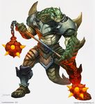  armor el-grimlock flail lizard mace male plain_background reptile scalie solo unconvincing_armor warrior weapon white_background 