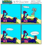 absurd_res ada_(gem_hunters) anthro background_character baristagamerproductions beach clothed clothing comic deaf dialogue elephant elephantid english_text felid feline female hi_res male mammal phoebe_(gem_hunters) proboscidean reading reptile scalie shrinking size_transformation snake sunbathing swimwear text topless topless_female towel transformation