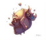  :3 animal_focus berry_(pokemon) buck_teeth coba_berry commentary_request food fruit full_body greedent hashibi_rokou leppa_berry no_humans open_mouth outstretched_arms pecha_berry plump pokemon pokemon_(creature) pokemon_focus shuca_berry signature simple_background smile solo spread_arms teeth white_background 