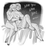 animal_humanoid big_breasts blush breasts digital_media_(artwork) duo english_text female freckled_arms freckled_face freckled_hips freckled_legs freckled_shoulders freckled_thighs freckles genitals gills hair human humanoid lachlann_(starfleetrambo) male male/female mammal marine marine_humanoid monochrome nipples nixie not_furry nude oarfish_humanoid oskar_(starfleetrambo) penis scales siren siren_and_scientist sitting sketch starfleetrambo text trans_(lore) trans_man_(lore)