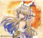  1girl aqua_eyes arknights artist_name blonde_hair blue_hair closed_mouth commentary_request commission cropped_torso dragon_horns earrings eastern_dragon_horns grey_hair hair_intakes highres horns jewelry long_hair looking_at_viewer multicolored_hair pointy_ears red_pupils shu_(arknights) solo xiaoxiaoxiaoxiaodehuo 