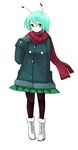  alternate_costume antennae bespectacled boots coat contemporary glasses green_eyes green_hair han_(jackpot) pantyhose red_scarf scarf smile solo touhou wriggle_nightbug 