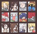  1other 5boys 6+girls :3 adelbert_steiner armor ascot bare_shoulders beard beatrix_(ff9) bib black_border black_choker black_mage_(final_fantasy) blonde_hair blue_coat blue_eyes blue_vest blush bodysuit border bow breasts brown_eyes brown_hair burmecian chain chain_necklace chef_hat choker cleavage closed_eyes closed_mouth coat colored_skin coumarin dreadlocks earrings eiko_carol eyepatch facial_hair final_fantasy final_fantasy_ix freya_crescent frog garnet_til_alexandros_xvii gloves gold_trim green_eyes green_vest grey_ascot grey_gloves grey_hair grey_skin grin hair_between_eyes hair_bow hair_over_eyes hair_tubes hands_on_headwear hashtag-only_commentary hat helm helmet hoop_earrings jacket jewelry juliet_sleeves kuja long_hair long_sleeves looking_at_viewer low_ponytail medium_breasts medium_hair mikoto_(ff9) mouse_girl multiple_boys multiple_girls neck_ribbon necklace one_eye_closed open_mouth orange_bodysuit overalls parted_bangs plate_armor ponytail puffy_sleeves purple_hair purple_jacket quina_quen red_coat red_gloves red_hair red_helmet red_shirt ribbon shirt short_hair smile teeth tongue tongue_out v vest vivi_ornitier white_background white_shirt winged_helmet yellow_bow yellow_eyes yellow_overalls zidane_tribal 