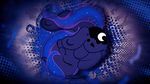  abstract_background blue_hair cute cutie_mark equine eyes_closed female feral friendship_is_magic hair horn horse justaninnocentpony mammal my_little_pony pony princess_luna_(mlp) smile solo winged_unicorn wings 