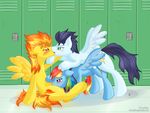  bisexual cum cunnilingus cutie_mark doggystyle equine female feral friendship_is_magic from_behind group group_sex hair horse kissing lesbian lockers male mammal multi-colored_hair my_little_pony oral oral_sex orange_hair pegasus pony pussy_juice rainbow_dash_(mlp) ratofdrawn school sex soarin_(mlp) spitfire_(mlp) straight threesome vaginal wing_boner wings wonderbolts_(mlp) 