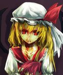  blonde_hair blood blood_on_face flandre_scarlet hat litlicha red_eyes red_hair solo touhou wings 