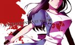  alice:_madness_returns alice_(wonderland) bad_id bad_pixiv_id black_hair blood bloody_clothes bloody_knife breasts copyright_name ero-dayuu knife large_breasts long_hair no_eyes open_mouth parted_lips reverse_grip solo 