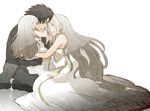  2girls bad_id bad_pixiv_id black_hair dress emiya_kiritsugu family fate/zero fate_(series) hug illyasviel_von_einzbern irisviel_von_einzbern long_hair multiple_girls tears wain08 white_hair 