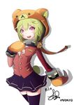  :d bear_hood blonde_hair dated open_mouth red_eyes rilakkuma san-x signature skirt smile solo sylphine thighhighs 