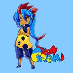  blue_hair croconaw fukuro@kyugyo fukurou_(owl222) personification pixiv_thumbnail pokemon yellow_eyes 