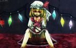  blonde_hair blood blood_on_face flandre_scarlet hat highres hong_meiling litlicha red_eyes red_hair solo touhou wings 