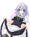  braid izayoi_sakuya kaneru short_hair silver_hair solo thighhighs touhou twin_braids 