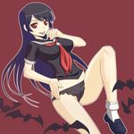  :p black_hair caryo fangs kaibutsu_oujo kamura_reiri long_legs nanashino panties red_eyes school_uniform serafuku shoes socks solo tongue tongue_out underwear vampire 