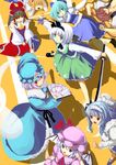  alice_margatroid bad_id bad_pixiv_id bat_wings black_hair blonde_hair blue_eyes blue_hair cirno detached_sleeves dual_wielding fan folding_fan hairband hakurei_reimu hat hirasawa_akito hitodama holding izayoi_sakuya konpaku_youmu konpaku_youmu_(ghost) multiple_girls onozuka_komachi pink_hair red_eyes red_hair remilia_scarlet saigyouji_yuyuko shanghai_doll sword touhou weapon white_hair wings 