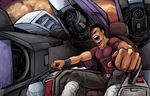  angry belt black_hair boots chair cockpit ebi_no_hito gundam gundam_00 lasse_aeon male_focus md5_mismatch mecha muscle open_mouth pants scar shirt sitting solo t-shirt teeth wristband 