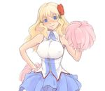  blonde_hair blue_eyes blue_skirt blush breasts cheerleader covered_nipples freckles huge_breasts kawaraya_(pixiv6596) large_breasts os-tan pom_poms skirt solo xp-tan 