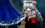  amii bad_id bad_pixiv_id dog fujiwara_no_mokou hair_ribbon kamishirasawa_keine long_hair multiple_girls red_eyes ribbon touhou white_hair 