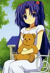  artist_request bear clannad hair_bobbles hair_ornament highres ichinose_kotomi solo stuffed_animal stuffed_toy teddy_bear two_side_up 