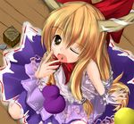  beans eating fang ibuki_suika jum_(parallel_parasol) solo touhou 