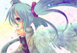  bad_id bad_pixiv_id green_eyes green_hair hatsune_miku long_hair pochi-t solo torn_clothes twintails vocaloid wings 