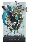  aqua_hair bad_id bad_pixiv_id bug butterfly expressionless hatsune_miku insect long_hair profile rainbow saihate_(vocaloid) solo thighhighs usi very_long_hair vocaloid zebra 