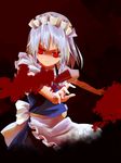  albino bad_id bad_pixiv_id braid izayoi_sakuya maid red_eyes sawayaka_samehada short_hair silver_hair solo touhou twin_braids 