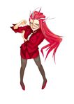  char copyright_request face formal glasses jacket long_hair multicolored_hair necktie office_lady pantyhose pencil_skirt red_hair skirt skirt_suit solo suit tongue 