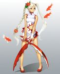  bad_id bad_pixiv_id braid copyright_request dress fish goldfish hair_ornament long_hair scissors sleeveless solo tsujisaki twintails white_hair 