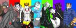  anthro arugo_tsudzurine avian beak biceps big_muscles canine clothing ear_phones feathers feline fur gekkou_himagane ikuto_waoni kenn looking_at_viewer male mammal muscles oyupo_kagane panther rou_kemonone sarasa_arujine sero_tsugumine tiger utau wings wolf 