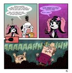 101_dalmatian_street 101_dalmatians arachnid arthropod bat_collar black_body black_fur black_nose black_spots canid canine canis clarissa_(101_dalmatians) clothing comic countershade_face countershading dalmatian disney dolly_(101_dalmatians) domestic_dog duo ear_tuft elvira_(cartooncross) female feral floppy_ears flower_on_head freckled_face freckles fur herding_dog hi_res hugo_(101_dalmatians) human leg_markings light_body light_skin male mammal markings mixed_breed nisha_(cartooncross) pastoral_dog prank red_clothing red_sweater red_topwear scorpion socks_(marking) speech_bubble spider spots sweater tan_body tan_fur topwear tuft unclescooter welsh_corgi white_body white_fur