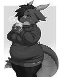 absolute_territory anthro belly big_belly breasts clothed clothed_anthro clothed_female clothing coffee_cup container cup female fully_clothed fully_clothed_anthro fully_clothed_female hi_res holding_container holding_cup holding_object horn huge_thighs iriedono kobold legwear non-mammal_breasts overweight overweight_anthro overweight_female scalie shortstack shortstack_female solo stockings sweater tail thick_tail thick_thighs thigh_highs topwear turtleneck