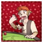 1:1 2026 alpha_channel border canid canine canis card clothed clothing domestic_dog eye_scar facial_hair facial_scar feral_transformation gambling goatee hair hi_res human human_to_feral husky hydez male mammal mid_transformation nordic_sled_dog orange_eyes poker_chip poker_table ra'zim red_hair scar shirt species_transformation spitz topwear transformation transparent_border vest wager_tf wager_transformation white_body white_skin