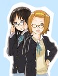  akiyama_mio bespectacled fukutarou_(enji127) glasses hairband k-on! multiple_girls school_uniform tainaka_ritsu uniform wince 
