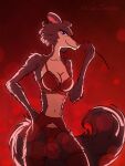 3:4 anthro beastars bedroom_eyes bra breasts canid canine canis capt-tangerine clothing female flower footwear hi_res holidays juno_(beastars) lencerie lingerie lingerie_only lingerie_panties mammal narrowed_eyes navel panties plant pose posing_for_picture posing_for_the_viewer pubes pubes_exposed purple_eyes red_background red_bra red_clothing red_footwear red_panties red_socks red_underwear rose_(flower) seductive simple_background smelling_flower socks solo underwear valentine's_day wolf