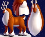 2021 ambiguous_gender animate_inanimate antlers belly black_hooves butt deer featureless_face feral folds guarian hooves horn inflatable latex_creature living_inflatable malevolified mammal monobutt new_world_deer quadruped reindeer seam_(sewing) short_tail snow solo tail thick_neck white_belly