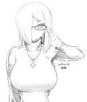  1girl 2019 breasts glasses jewelry large_breasts long_hair looking_at_viewer necklace parasoul_(skullgirls) salute skullgirls tagme 