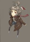  coat from_above grey_hair hat highres jacket laio original pantyhose ponytail red_eyes santa_hat scarf skirt solo 
