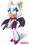  blue_eyes boots clothed clothing female girgrunny gun hair mammal ranged_weapon rouge_the_bat sega solo sonic_(series) weapon white white_hair wings 