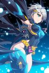  alternate_costume armpits bat batman belt blue_eyes boots breasts cape commentary detached_sleeves frown hair_ornament hairpin heterochromia iri_flina lowres masinhwangje medium_breasts multicolored multicolored_eyes no_eyepatch outstretched_arms red_eyes short_hair solo sword_girls white_hair 