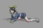  2025 accessory amphibian amphibian_humanoid animal_humanoid bangs black_hair blue_bottomwear blue_clothing blue_skirt blue_topwear blush blush_lines bodily_fluids bottomwear bow_tie clothed clothing danganronpa danganronpa_v3 eyelashes eyelashes_through_hair falling_over female footwear frog frog_humanoid green_body green_skin grey_background hair headband hi_res human humanoid lawaros mammal membrane_(anatomy) ripped_socks saliva sandals shocked shoes simple_background skirt socks solo spike_chunsoft star_accessory tears tenko_chabashira tongue_hanging_out topwear torn_clothing transformation translucent translucent_hair tripping twintails_(hairstyle) webbed_hands white_bow_tie 