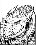  black_and_white dungeons_&amp;_dragons horn humanoid male monochrome portrait scalie solo unknown_artist wizards_of_the_coast 