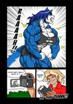  abs biceps big_breasts big_muscles blue blue_fur breasts canine comic female fur growth hair hopey huge_breasts hyper hyper_muscles long_hair mammal muscles muscular_female pokkuti standing wolf wolfess 