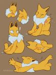  3:4 acting_like_a_cat ambiguous_gender animal_behavior artist_name brown_background exclamation_point fur generation_1_pokemon hi_res hypno_(pokemon) nintendo pokemon pokemon_(species) shrimposaurus simple_background solo text twitter_handle url watermark white_body white_fur yellow_body 